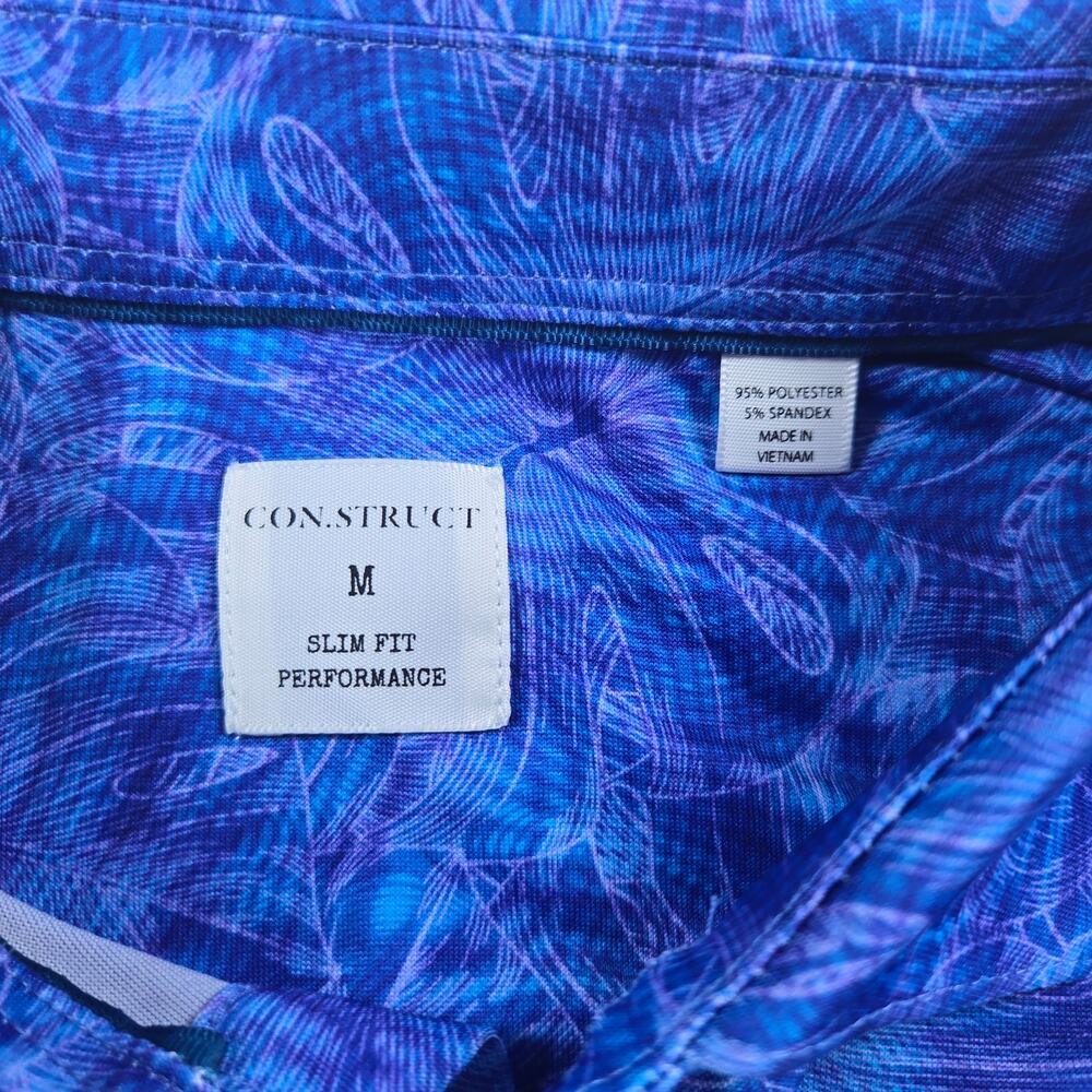 NWT CON.STRUCT Monster Leaf Blue Button‎ Up Slim … - image 3